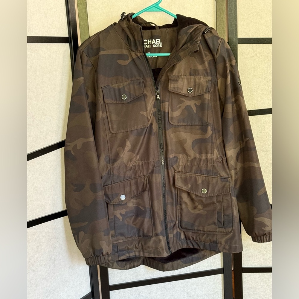 Michael Kors Camouflage Lined Jacket  ~ Hooded ~ Pockets